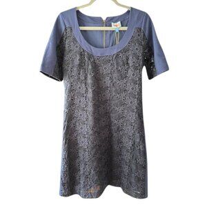 Anthropologie Plenty by Tracy Reese Navy Crochet Panel Short Sleeve Dress Size 8